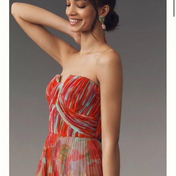 NWT - Hutch Corene Strapless Floral Tulle A-Line Midi Dress - size 8 - Picture 4 of 5